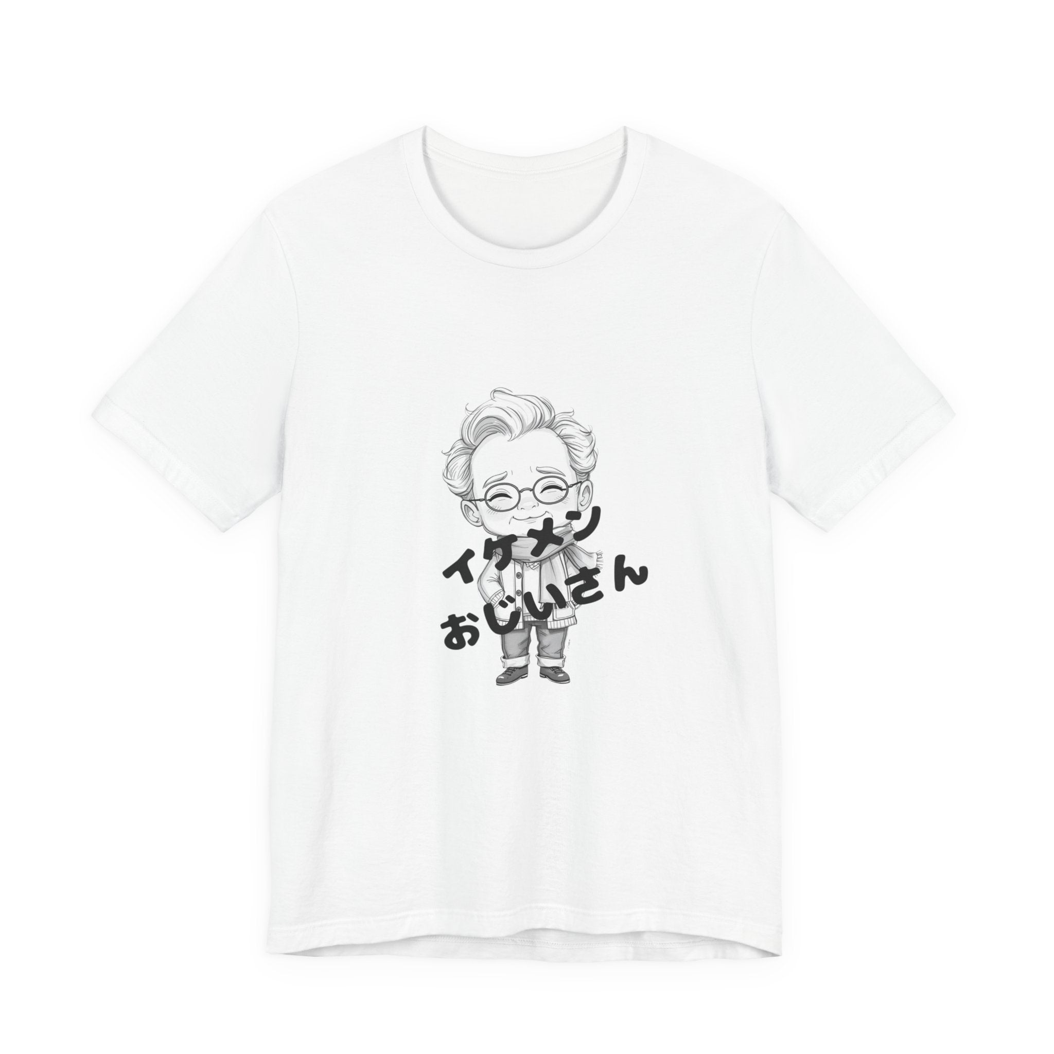 Handsome Grandpa Character Tee with Japanese "イケメンおじいさん" Graphic