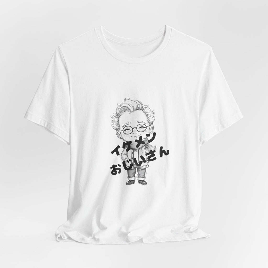 Handsome Grandpa Character Tee with Japanese "イケメンおじいさん" Graphic