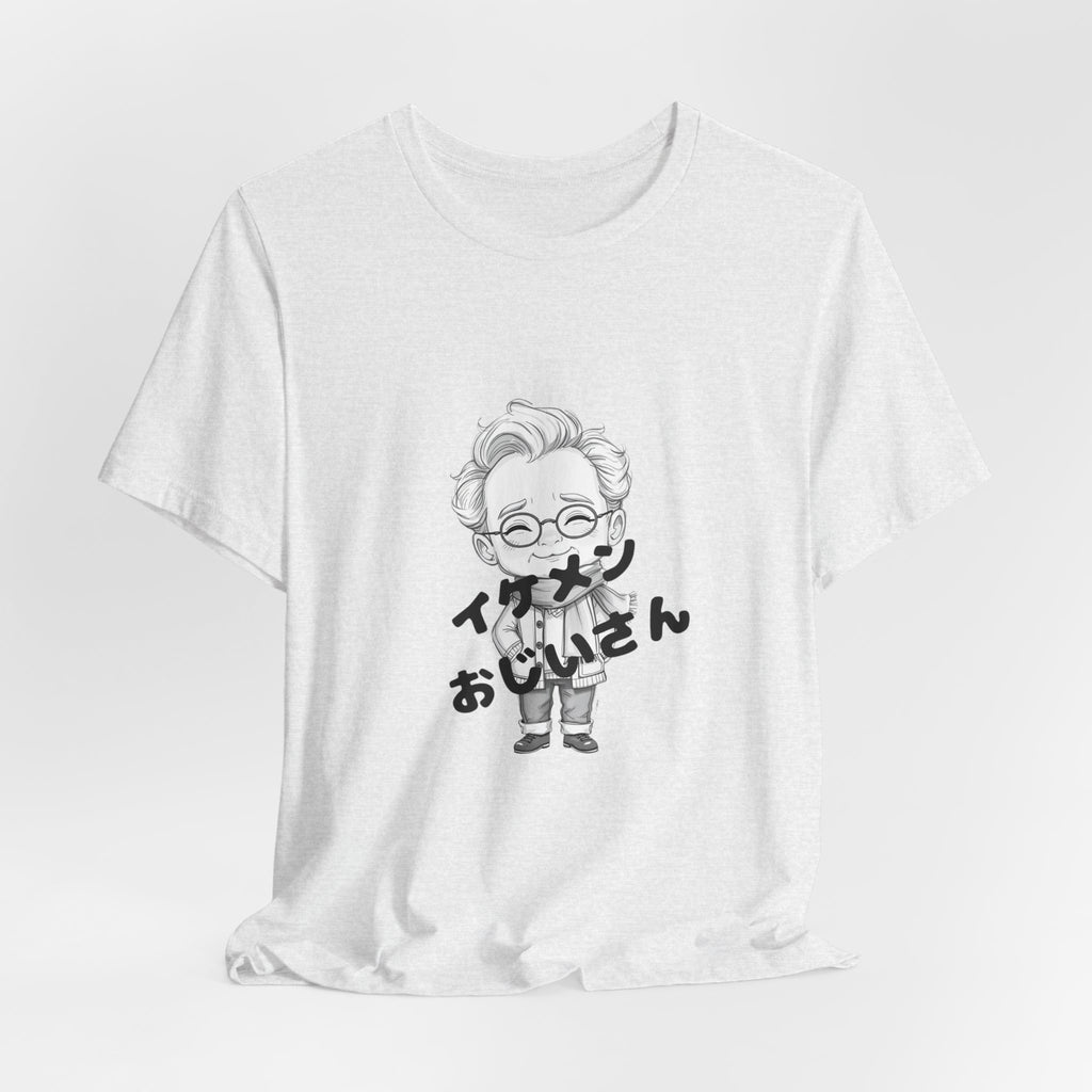 Handsome Grandpa Character Tee with Japanese "イケメンおじいさん" Graphic