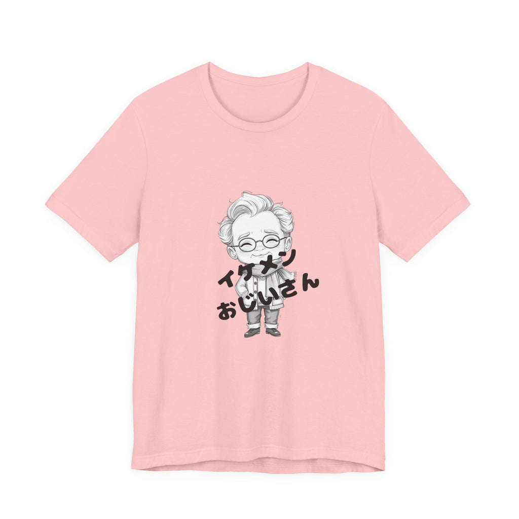 Handsome Grandpa Character Tee with Japanese "イケメンおじいさん" Graphic