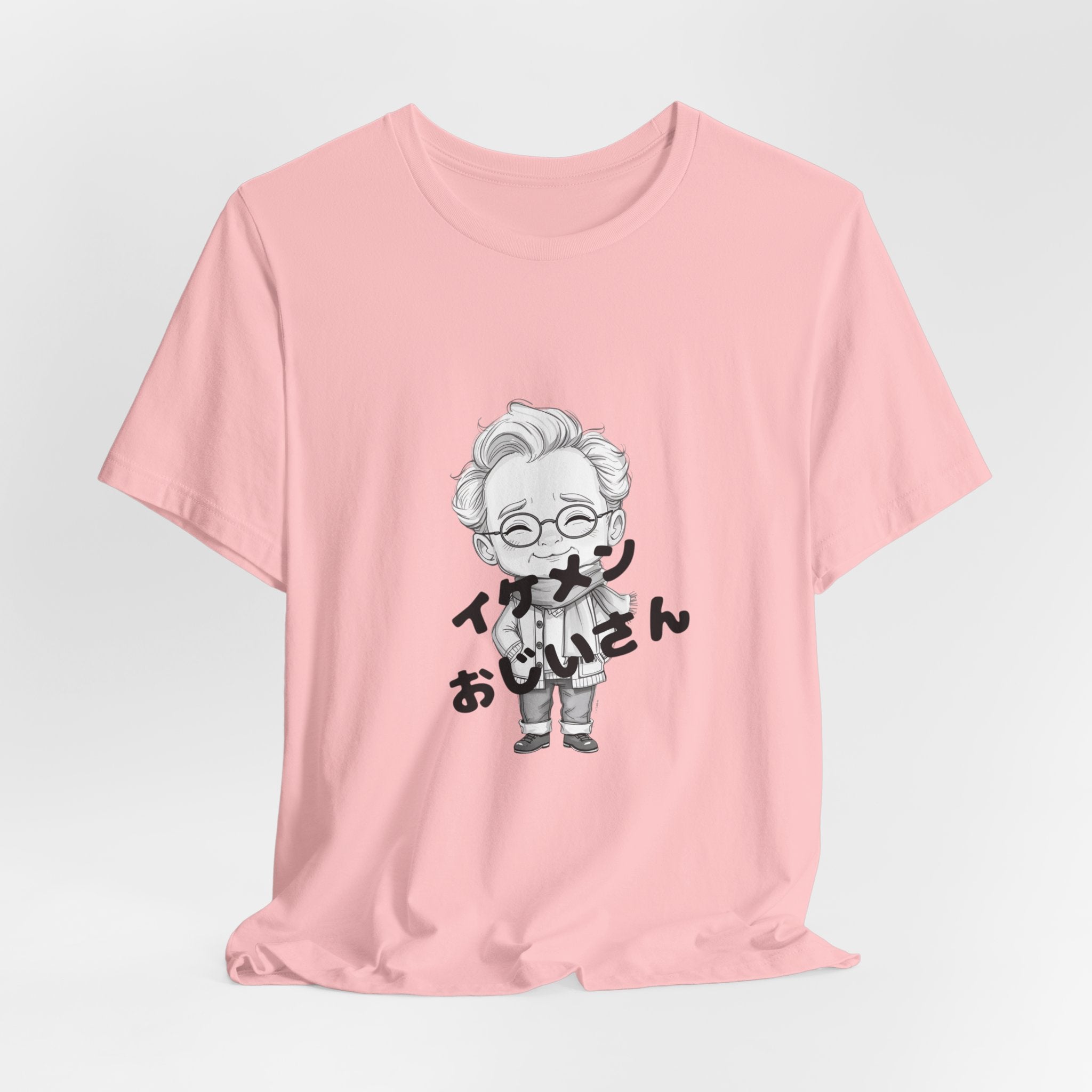 Handsome Grandpa Character Tee with Japanese "イケメンおじいさん" Graphic