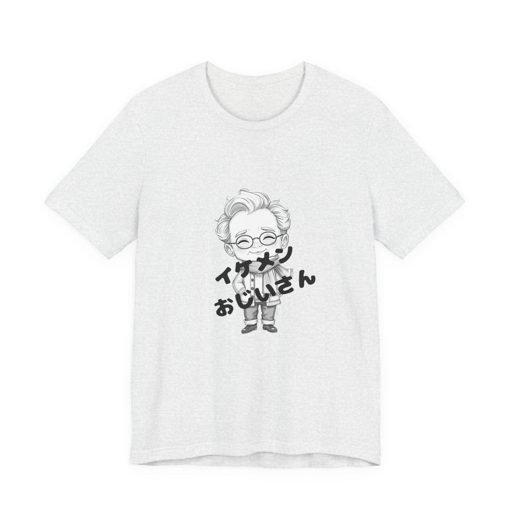 Handsome Grandpa Character Tee with Japanese "イケメンおじいさん" Graphic