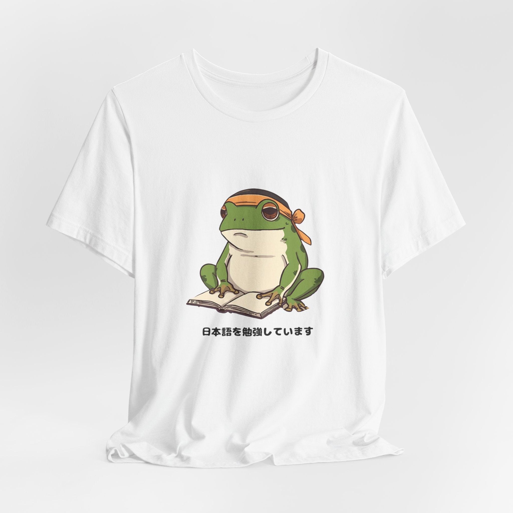 Frog Reading Tee — Cute Japanese Study Frog T-Shirt