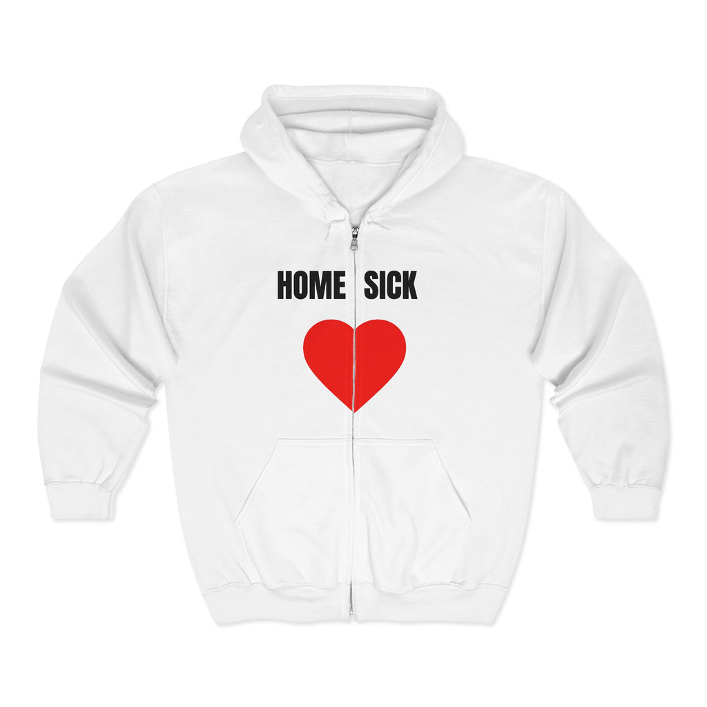 Home Sick Heart Zip Hoodie — 'Home Sick' Red Heart Full-Zip Sweatshirt