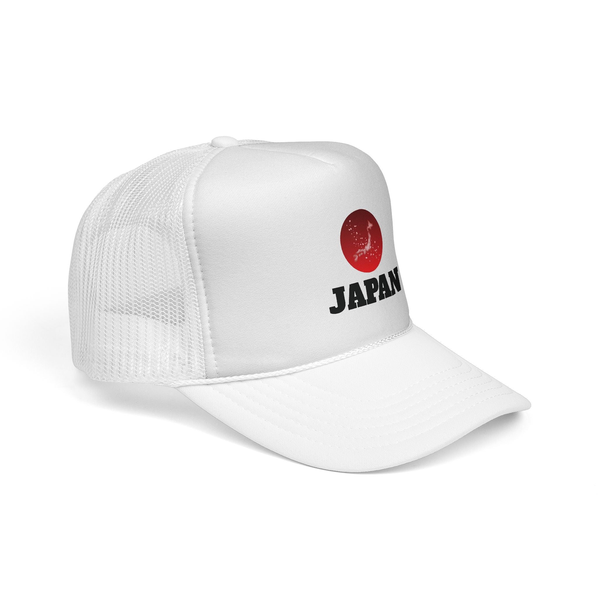 Trucker Cap — Red Rising Moon Graphic with 'Tokyo' Text