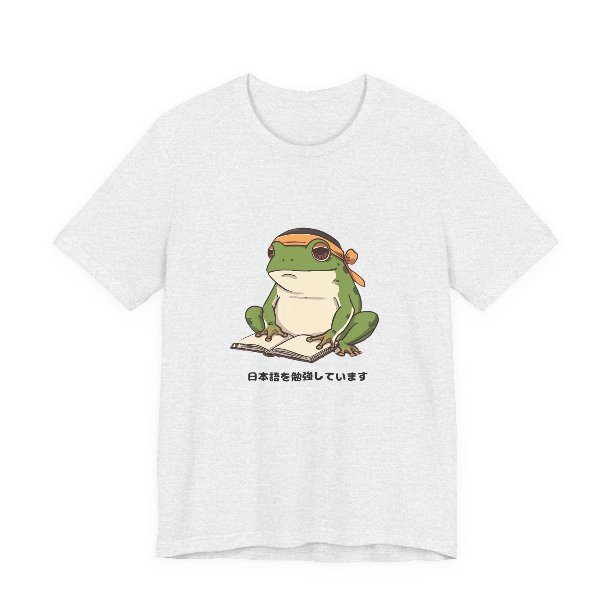 Frog Reading Tee — Cute Japanese Study Frog T-Shirt