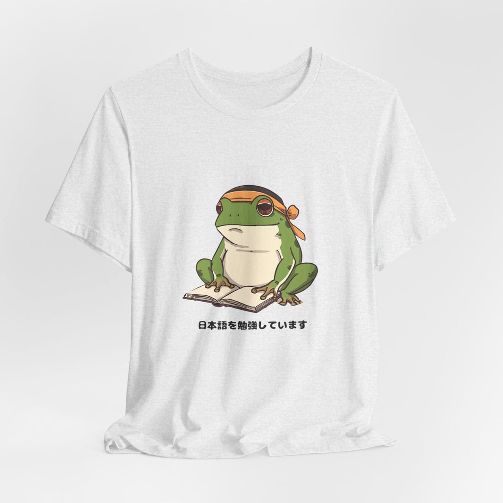 Frog Reading Tee — Cute Japanese Study Frog T-Shirt