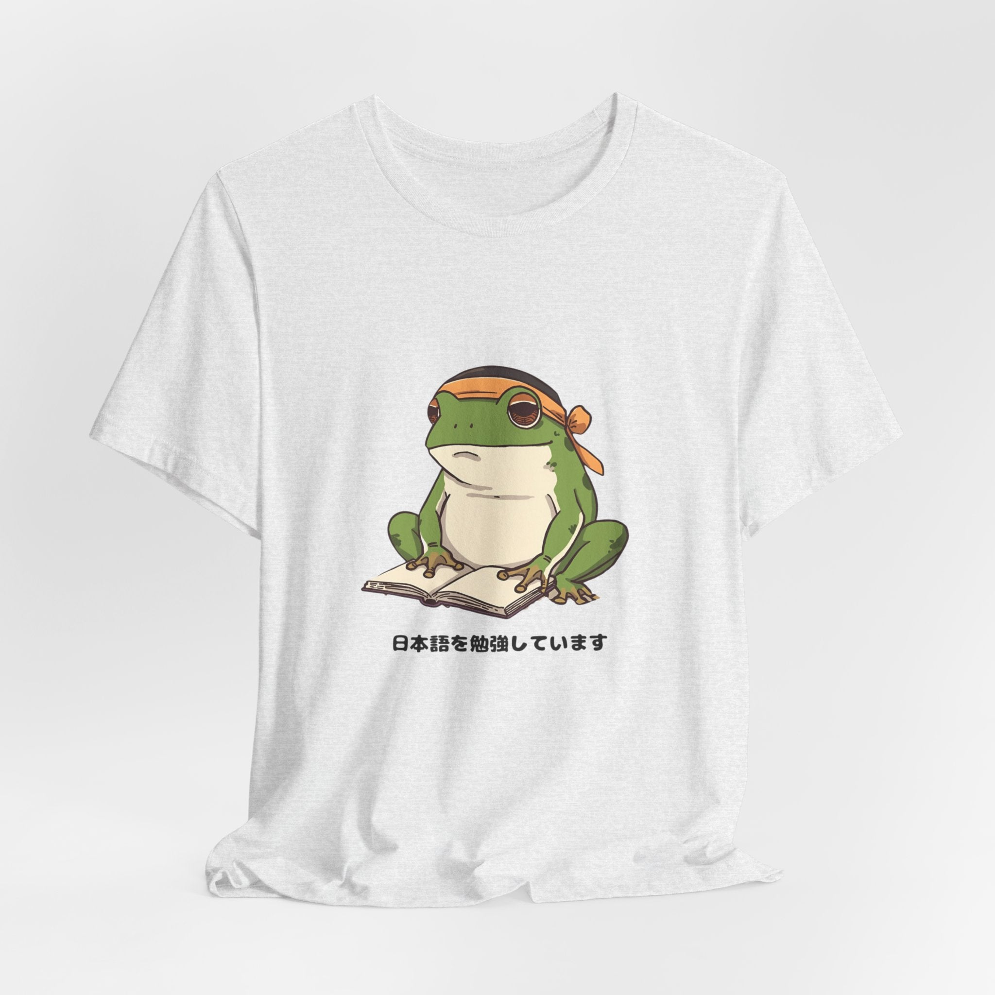 Frog Reading Tee — Cute Japanese Study Frog T-Shirt