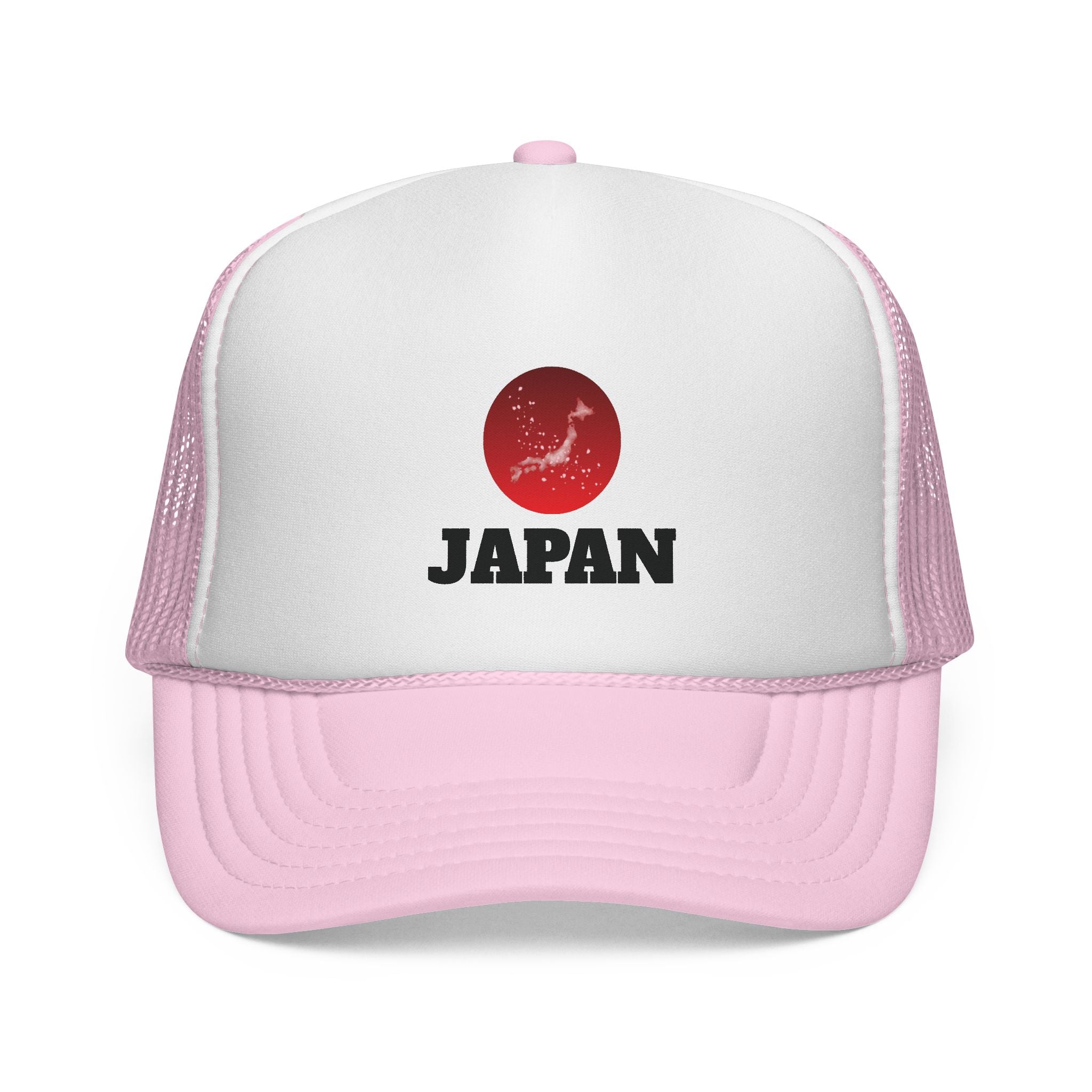 Trucker Cap — Red Rising Moon Graphic with 'Tokyo' Text