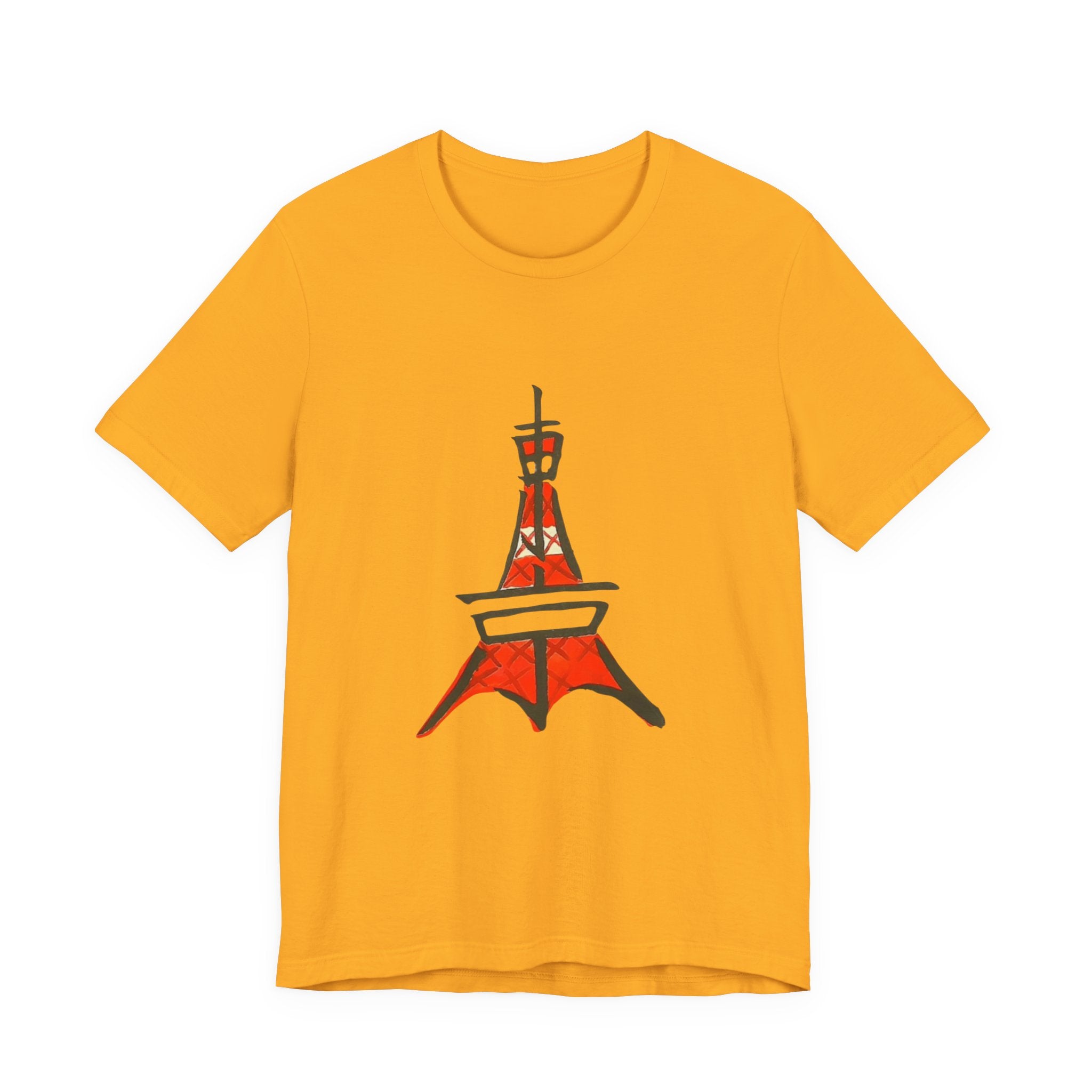 Tokyo Tower Sketch Tee with 東京— Red Hand-Drawn Paris Landmark T-Shirt