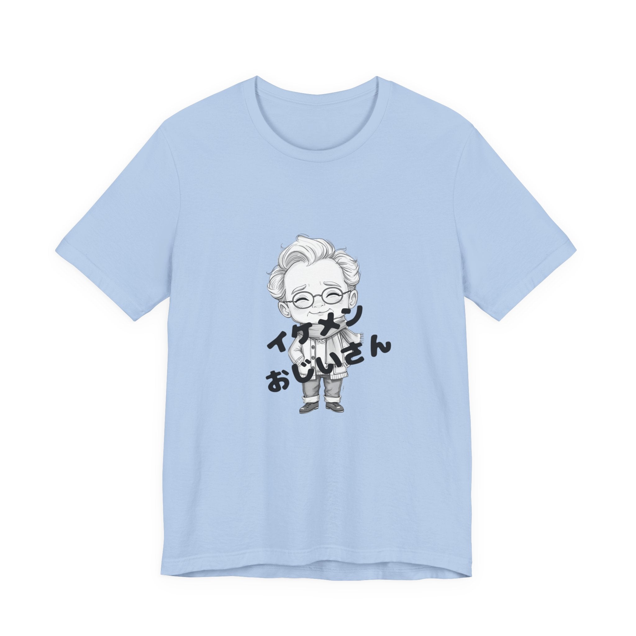 Handsome Grandpa Character Tee with Japanese "イケメンおじいさん" Graphic