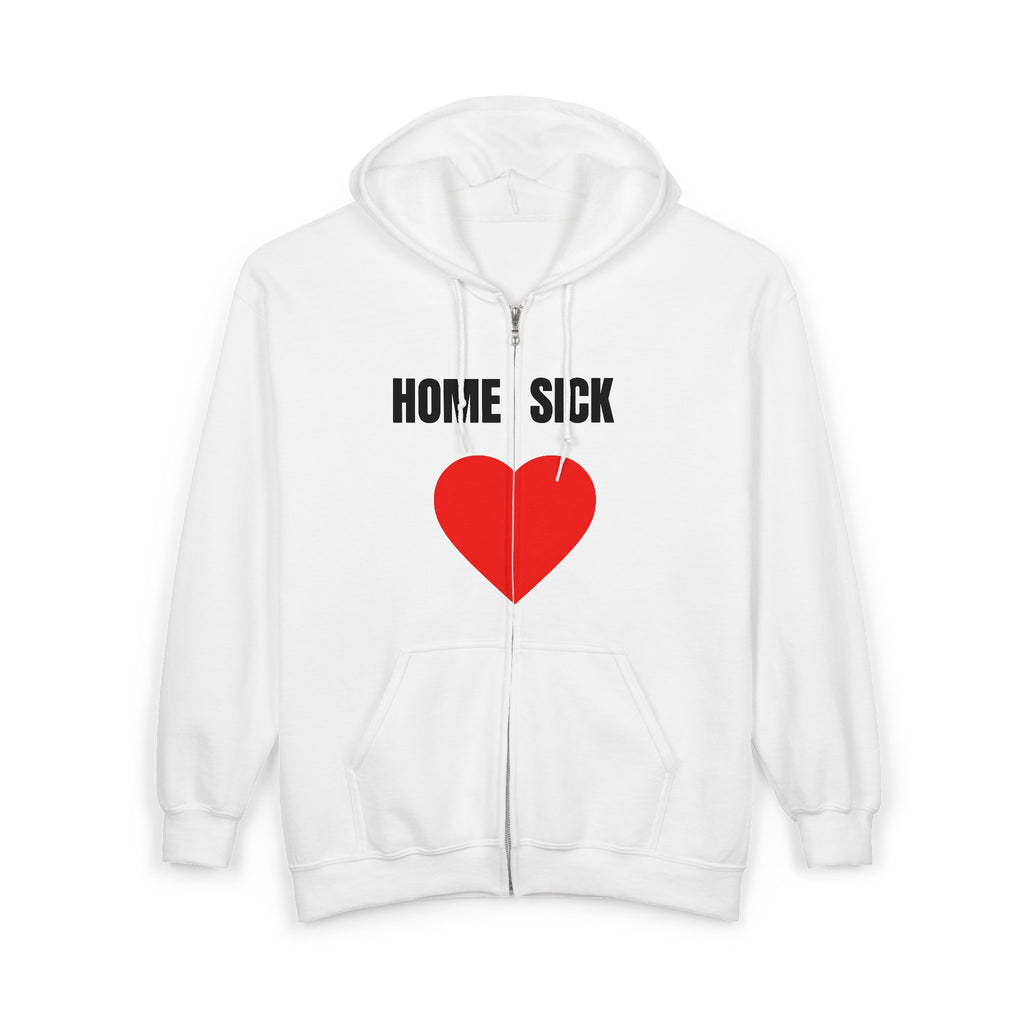 Home Sick Heart Zip Hoodie — 'Home Sick' Red Heart Full-Zip Sweatshirt