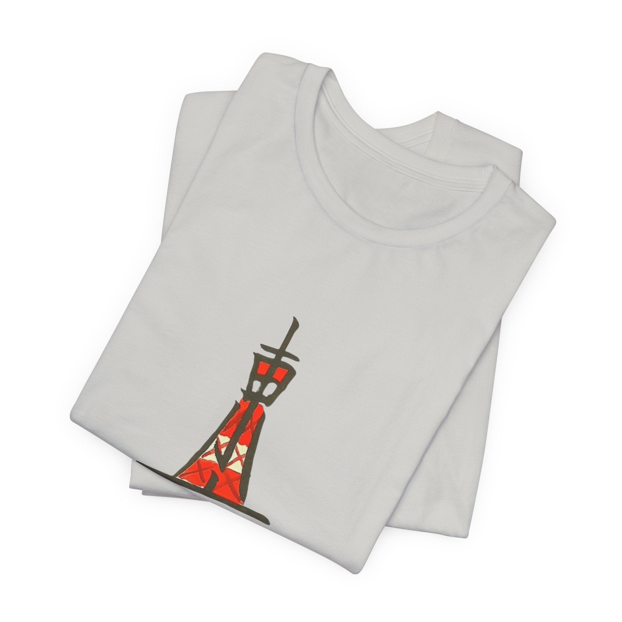 Tokyo Tower Sketch Tee with 東京— Red Hand-Drawn Paris Landmark T-Shirt