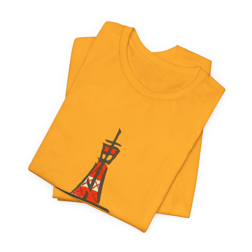 Tokyo Tower Sketch Tee with 東京— Red Hand-Drawn Paris Landmark T-Shirt