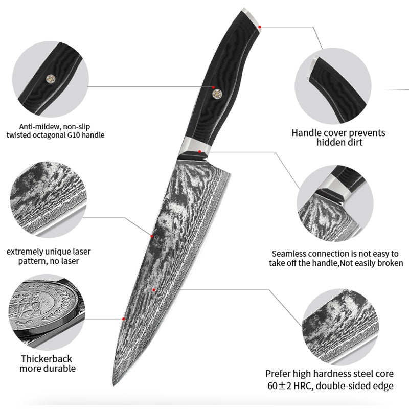 Japanese Damascus Household Chef's Knife